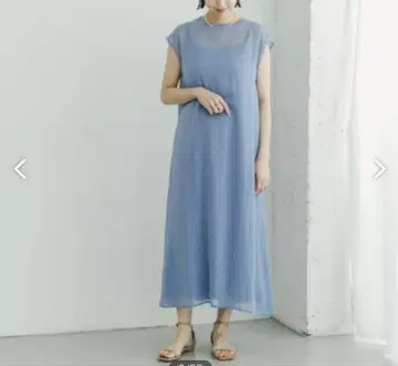 어반 리서치 스카이블루 맥시 드레스 라메 시어 원피스
