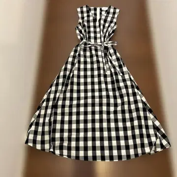UNITED ARROWS 깅엄 체크 슬리브리스 롱 원피스
