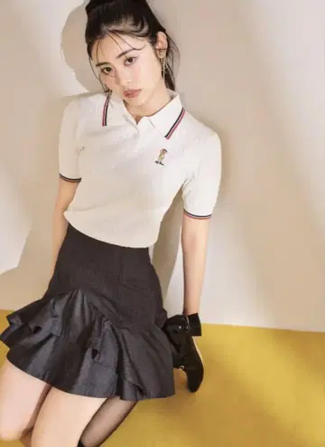 Lily Bear 폴로 칼라 니트 풀오버