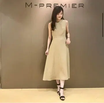 새상품급 엠프리미어 린넨라이크 절개 원피스 베이지 36