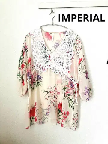 꽃무늬 쉬폰 레이스 옷깃 상의 IMPERIAL 임페리얼