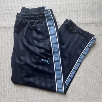 [레어 컬러] PUMA 트랙 팬츠 저지 네이비 스카이블루 자수 로고