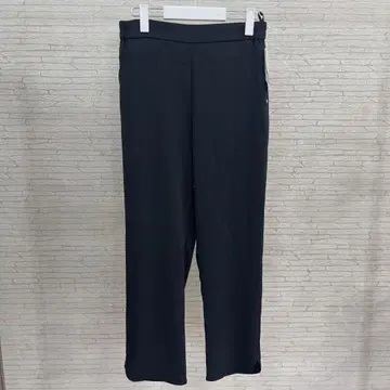 PICONE 블랙 스트레치 팬츠 슬릿 밑단