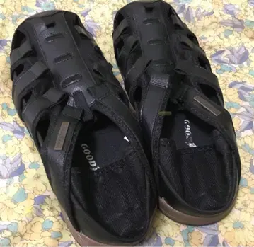 굿이어 GOODYEAR 샌들 가죽 27cm 블랙 끈 없음