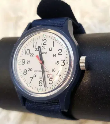 컨디션 최상 작동품 TIMEX 캠퍼 손목시계 쿼츠 여성용 네이비