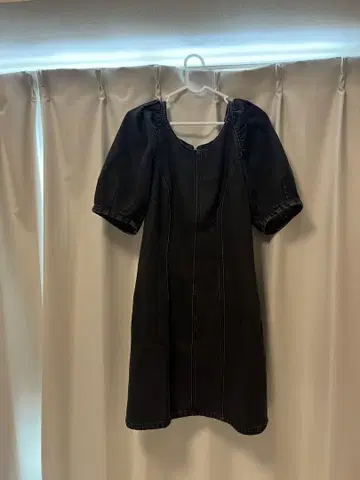 블루 블랙 데님 반팔 미니 원피스 사이즈 2