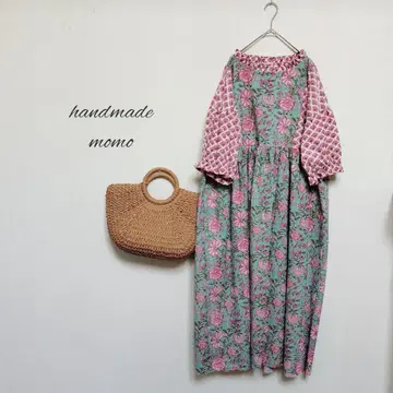 handmade 인도 면 에스닉 개더 원피스 free