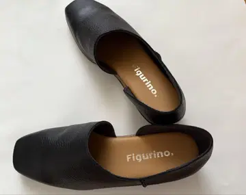 figurino 블랙 소가죽 사이드 오픈 슈즈