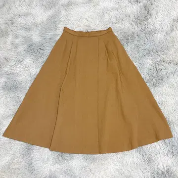 오프온 롱 플레어 스커트 S 브라운 카멜 무지