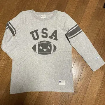 Champion 풋볼 T 복각 RUN 택 스며듦 프린트