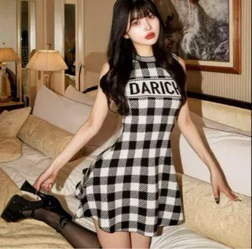 다리치 깅엄 체크 원피스