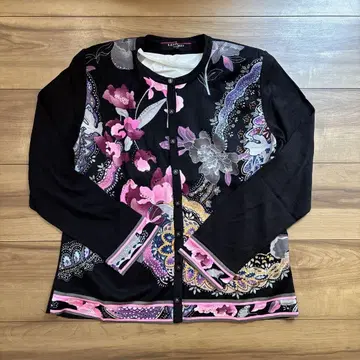 LEONARD FASHION 꽃무늬 가디건 L 캐시미어