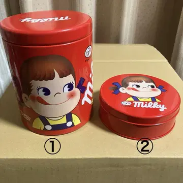 후지야 Milky 페코짱 캔 케이스 2점 쇼와 레트로