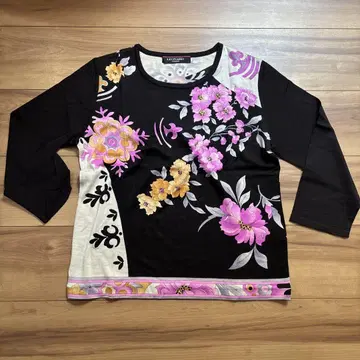 LEONARD FASHION 꽃무늬 5부 소매 상의 사이즈 42