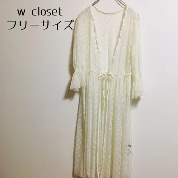 [ w closet 더블 클로젯 ] 롱 가디건 레이스 앞 리본