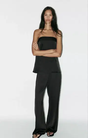택 포함 새상품 ZARA 새틴 팬츠 블랙 M