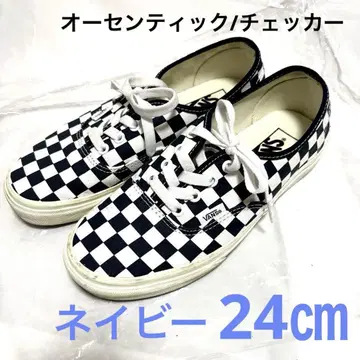Vans 체커보드 스니커즈 어센틱 네이비 레어