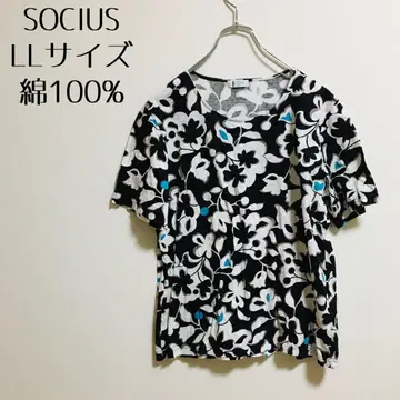 [ SOCIVS 소시어스 ] T셔츠 꽃무늬 시크 면100% LL사이즈