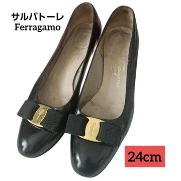 살바토레 Ferragamo 여성용 펌프스 블랙 에나멜 24cm
