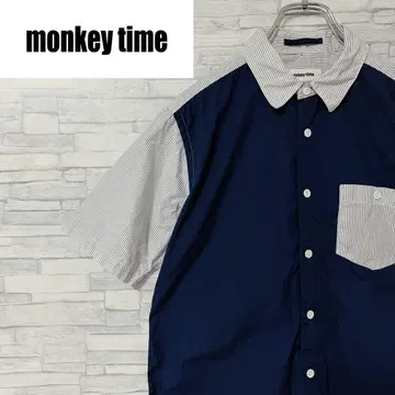 monkey time 몽키타임 반팔 셔츠 절개 스트라이프 M