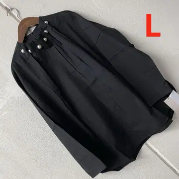 L 사이즈 면 100% 넥라인 턱 펄 풀오버 블랙