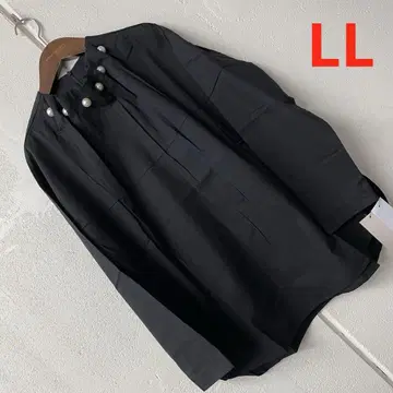 LL 사이즈 면 100% 목 부분 턱 펄 풀오버 블랙