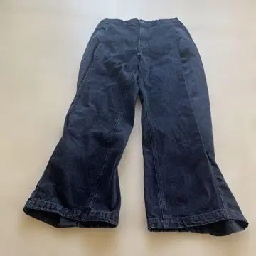 다크 블루 블랙 와이드 레그 데님 팬츠