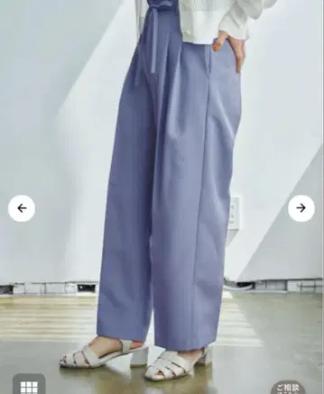 새상품급 코히나 리본 포함 더블 턱 팬츠 regular S