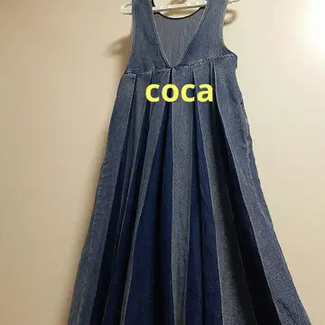 완판템 coca 2way V라인 바이컬러 데님 롱 원피스 F