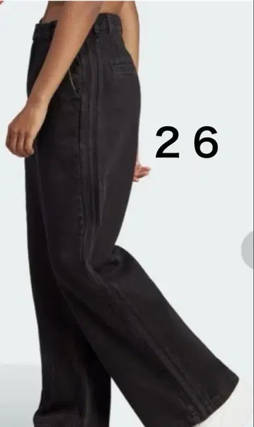 블랙 와이드 데님 adidas 26
