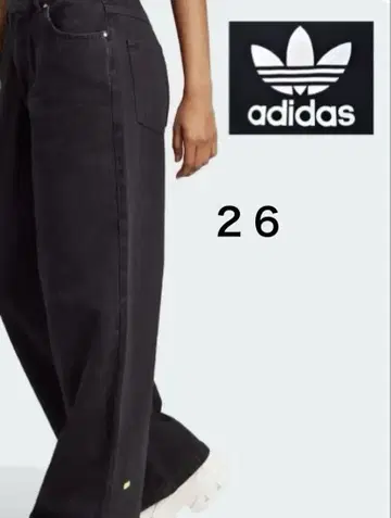 블랙 와이드 데님 adidas 26