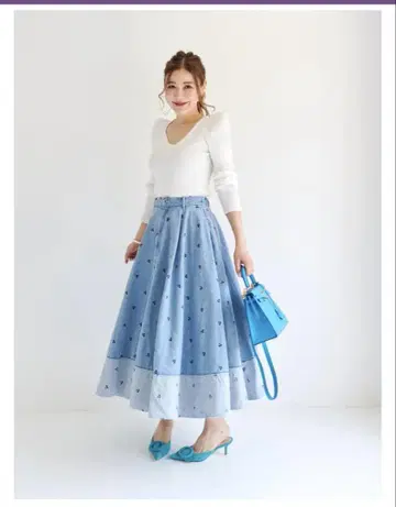 데님 플레어 스커트 오블리 obli