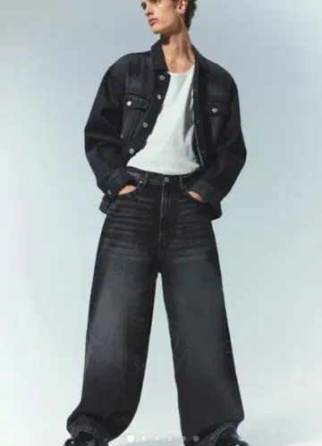 H&M 배기 데님 블랙 33/30