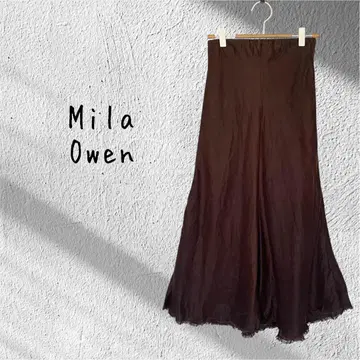 Mila Owen 미라 오웬 플레어 롱 스커트 브라운