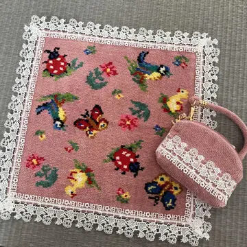 FEILER 근사와 레이스 타월 손수건 사이드 파우치 하이디 핑크