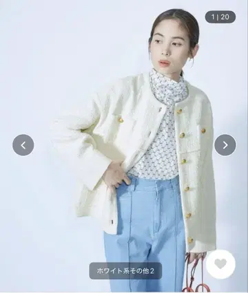 ROPE 로페 니트 트위드 크루넥 블루종 화이트