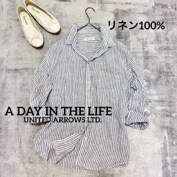 유나이티드 애로우즈 A DAY IN THE LIFE 린넨 스트라이프 셔츠