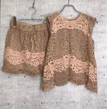 JILL STUART 구제 의류 전체 레이스 숏 하의 셋업