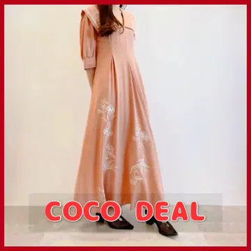 COCO DEAL 핑크 자수 롱 원피스