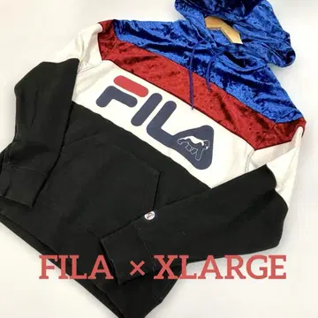 FILA x XLARGE 콜라보 벨로아 후드티 S #1742