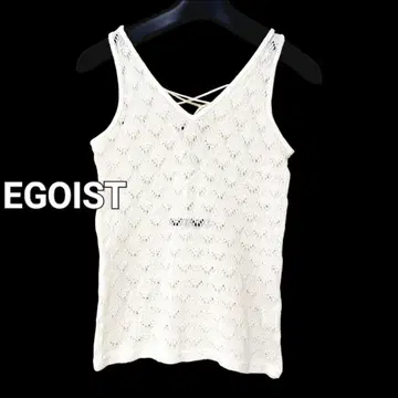 EGOIST 레이스 짜임 탱크탑 슬리브리스 티셔츠 레이스업 리본