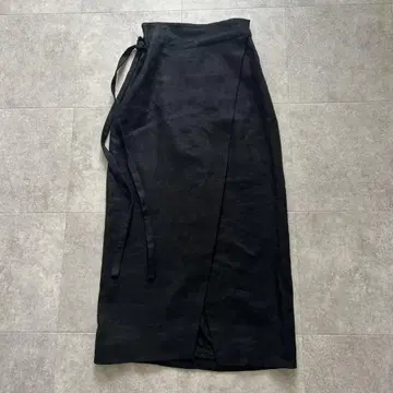 바나나리퍼블릭 린넨 맥시 랩스커트 2 블랙 린넨 블랙