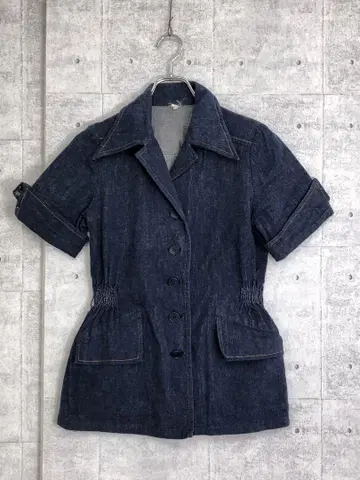 70's vibes CANTON 구제 의류 오픈 카라 데님 자켓
