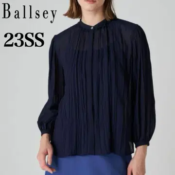 미사용급 Ballsey 랜덤 플리츠 조젯 프릴 넥 블라우스