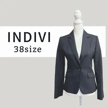 새상품급 INDIVI 스트라이프 테일러드 자켓 38 아름다운 실루엣
