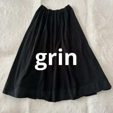 그린 사이즈 2 롱 플레어 스커트 블랙 일본제 grin