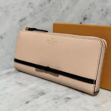 새상품급 kate spade 케이트 스페이드 핑크 베이지 리본 천연 가죽