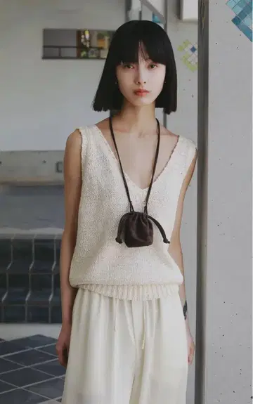 RIELLE RICHE Tape Yarn Knit Tank Top