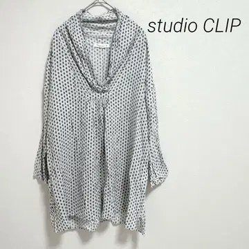 스튜디오 클립 7부 소매 블라우스 튜닉 V넥 기하학 패턴 올 패턴
