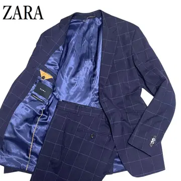 ZARA 셋업 수트 46 38 M 윈도우페인 네이비